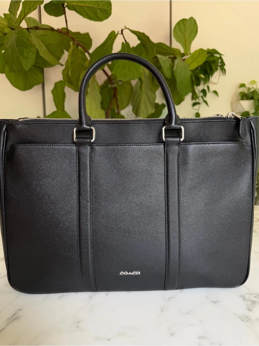 Coach Perry Metropolitan Tote Briefcase Laptop Bag in Black Leather F59141